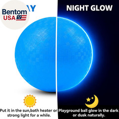 2 Pack Glow in the Dark Kickball, 8.5 Inch Light up Playground Ball with 2 Mesh