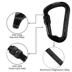 30KN Aluminum Rock Climbing Screwgate Locking Carabiner Large D Shape Clip Hook