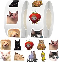 500PCS Cute Cat Meme Stickers Roll Waterproof Vinyl Decals for Bottles Laptop