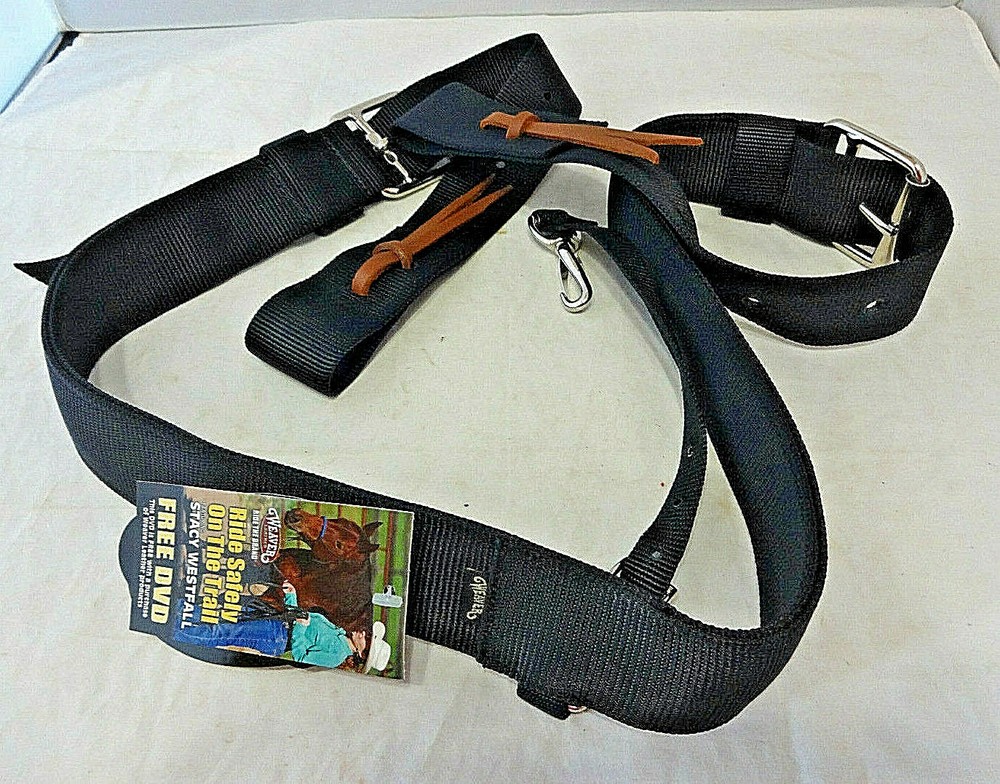 Weaver Leather Nylon Western Back Cinch Complete BLACK Saddle Horse Billets New