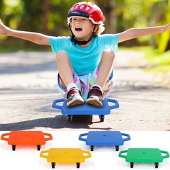 4 Pack Sports Scooter Board with Handles – Plastic Casters for Kids, Indoor/Outd