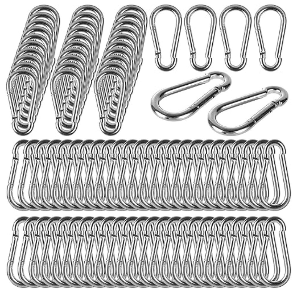 10 PCS Stainless Steel Carabiners Spring Snap Hooks Heavy Duty Keychain Clip NEW