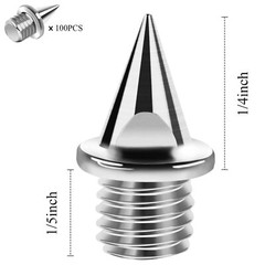 100 Pcs 1/4 Inch Stainless Steel Track and Cross Country Spikes w/ Spike Wrench