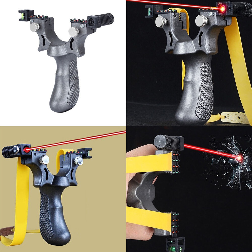 US 2-4 Pcs Professional Catapult Laser Slingshot Hunting Rubber Aim Point Target