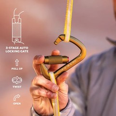 Swiss Tech 30KN Climbing Carabiners, 2 pack, Auto Locking, Lightweight, 7075 Alu