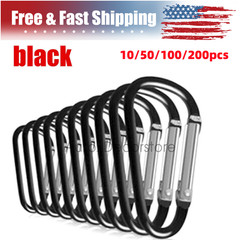 10-200 Pack Aluminum Carabiner D Shape Spring Clip Snap Key Hook Keychain Buckle