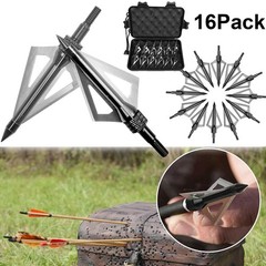 16Pcs Archery Broadheads 3Blade 100Grain Hunting Crossbow Compound Bow Arrow Tip