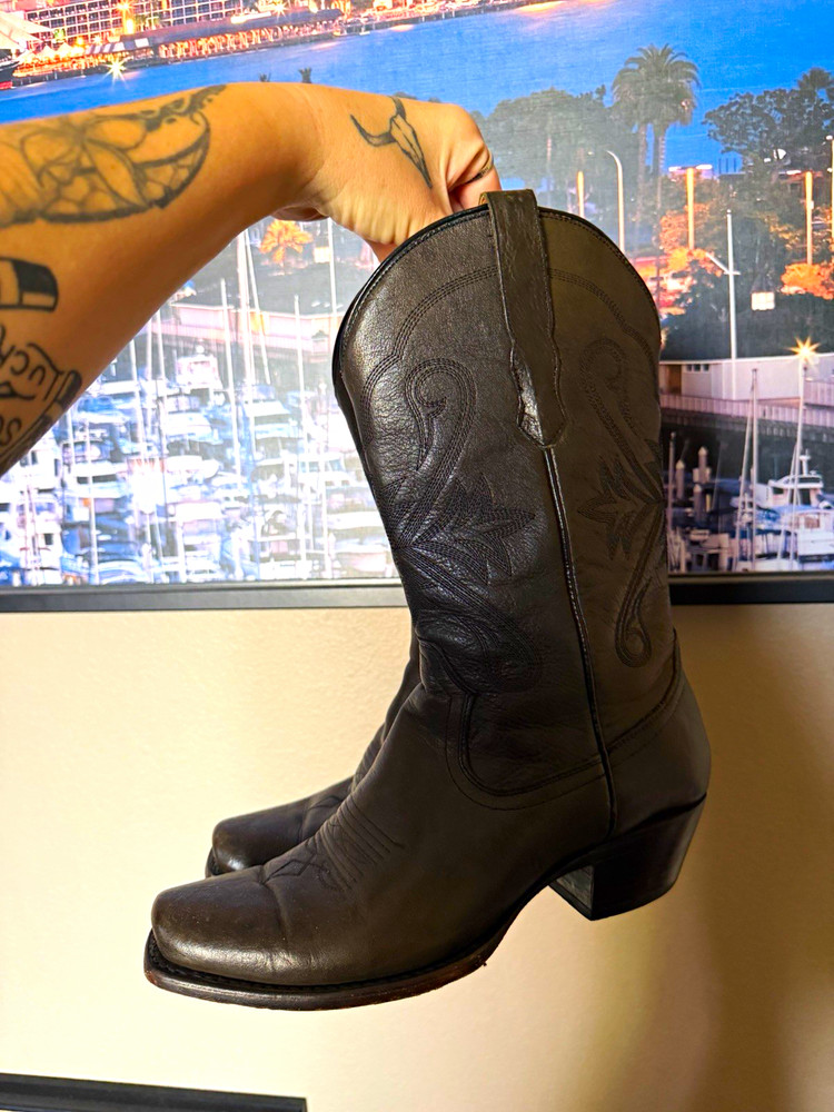 idyllwind Black Leather Western Cowboy Boots Pair, US Size 10