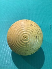 VINTAGE Yellow 3-STRIPE RIBBED 3.25″ CROQUET BALL REPLACEMENT Forster Large Size