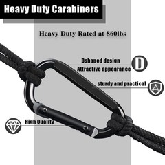 4 PCS Carabiner Clip, 860 Lbs-3″ Iron Heavy Duty Carabiner, Multi black