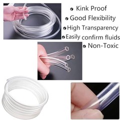 10 Feet PVC- 3/16″ ID Clear Vinyl Tubing Flexible, Hybrid PVC Hose,