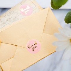 500 Blush Gold 1″ Round Self Adhesive Thank You STICKERS DIY Craft Favors Labels