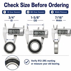 R12-2RS Ball Bearings 3/4″ x1-5/8 x7/16 10 Pack, Double Sealed Pre-Lubricated…