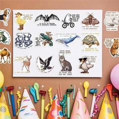 30Pcs Random Cute Inspirational Animal Positive Quote Cartoon Waterproof Sticker