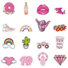 50 Pink girl cute teens Stickers for Water Bottles Laptop Hydro Flask