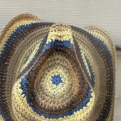 Peter Grimm New Multicolor Woven Straw Western Cowboy Hat Brown Blue Yellow