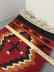 Set Of 2: Hand Woven Wool Saddle Blanket Rugs Navajo Southwest ~16×20” Decor