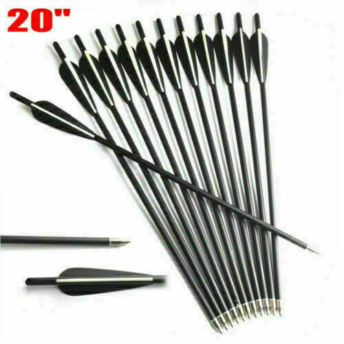 12Pcs 20 inch Crossbow Bolts Carbon Arrow For Hunt Target OD 8.8mm With 4″ vane