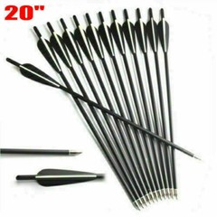 12Pcs 20 inch Crossbow Bolts Carbon Arrow For Hunt Target OD 8.8mm With 4″ vane