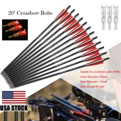 20″ Crossbow Bolts Carbon Arrows OD8.8mm Half Moon Nocks / LED Nocks Set Hunting