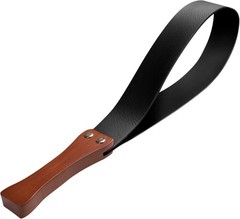 Leather Paddle W/ Anti-Slip Wooden Handle Riding Crop Horses 19in Equestrianism
