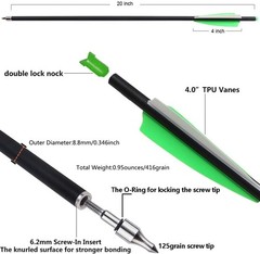 Crossbow Bolts and Broadheads Set 20 Inch Carbon Arrows for Hunting Practice