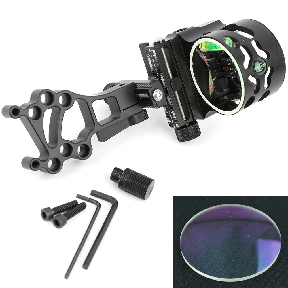 5 Pin Sight Compound Bow 4X 6X 8X Lens 0.019″ Fiber Adjustable Archery Hunting