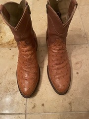 Tecovas The Dean Men’s 10D Full Quill Ostrich Leather Zip Cowboy Boots Brown