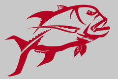 Handmade Fishing Vinyl Decal – Ulua / Giant Trevally 5 x 3.5″, 9 Color Choices!