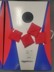 Amazon Basics Cornhole Set,, Cornhole Game, Bag Toss Game, 8 Red/Blue Bags