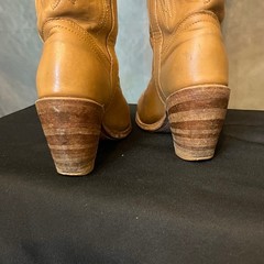 Vintage Miss Capezio Tan Leather Western Cowboy Boots Embroidered Details