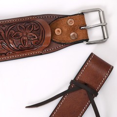 60KK Comfytack Horse Saddle Flank Cinch Girth Handtooled Leather W/ Billets