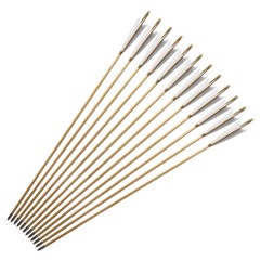 12Pcs 33″ Handmade Wooden Arrows Tradition Europe Style Turkey Feather Longbow