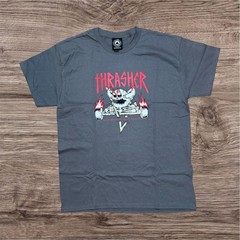 Thrasher x Toy Machine Monster Gram Charcoal Gray T-Shirt Size Large