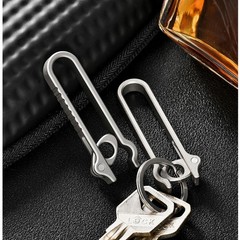 Titanium Alloy EDC Belt Clip Carabiner No-Spring Hook Key Holder Lightweight