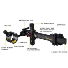 Compound Bow Sight 1Pin Carbon 0.019″ 4X 6X 8X Lens Micro Fiber Adjustable Hunt