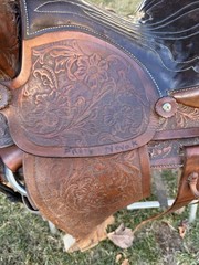 14” Simco 7400 Tooled Leather Saddle FQHB