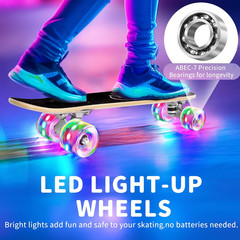 22 Inch Skateboards for Kids, Cruiser Skateboard for Beginners Girls Boys Teens