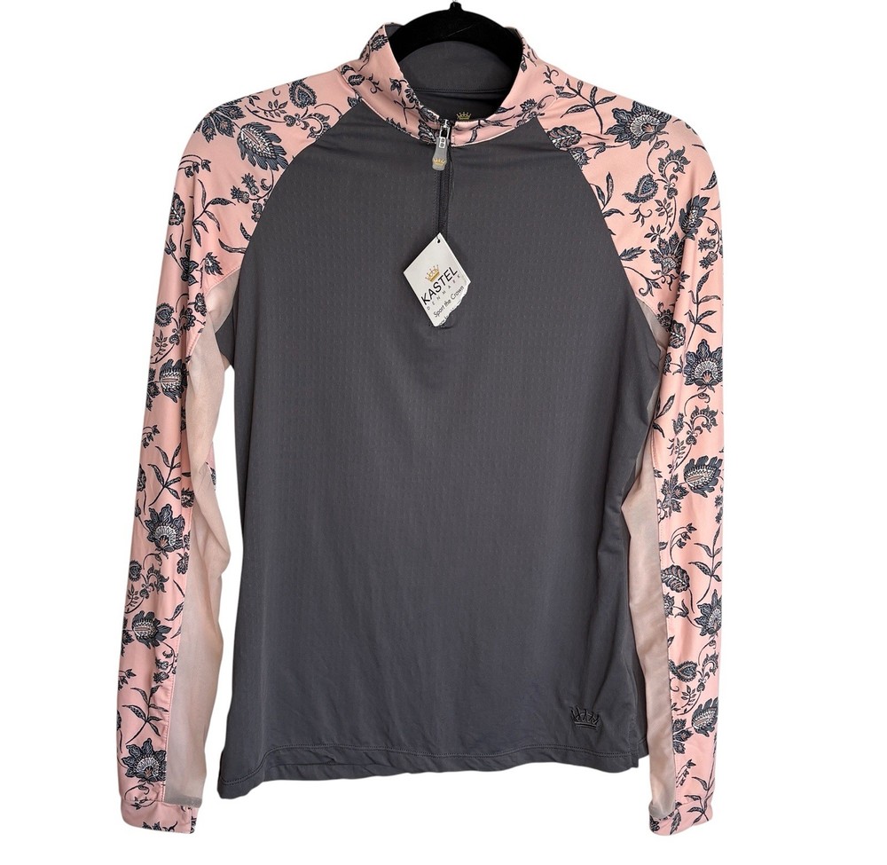 Kastel Denmark 1/4 Zip Sun Shirt Small Equestrian UPF 30 Floral Outdoor L/S NEW
