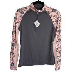 Kastel Denmark 1/4 Zip Sun Shirt Small Equestrian UPF 30 Floral Outdoor L/S NEW