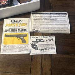 VINTAGE DAISY POWER LINE 717 AIR PISTOL ORIGINAL BOX & PAPERWORK With Steel