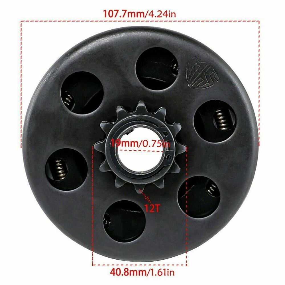 #35 12T Tooth Go Kart Centrifugal Clutch 3/4″ Bore Chain Sprocket Mini Bike ATV