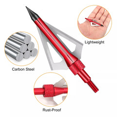 12PCS Archery 100 Grain Hunting Broadheads Stainless Steel Arrowheads with Case