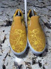 Lakai Yellow Floral Pattern Slip-On Skateboarding Shoes Floral Skate Shoes