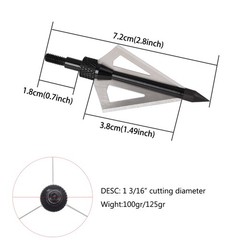12Pcs 100Grain Broadheads 3Blade Arrow Tips Compound Bow Crossbow Outdoor Sports