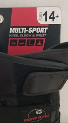 Eight Ball Multi Sport Pad Set 3-Pack Knee Elbow Wrist Protection Youth 14+