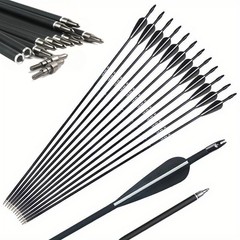 12Pcs 28″ Mixed Carbon Arrows SP500 Archery Target Practice Compound Recurve Bow