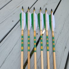 (6) Cedar Arrows – TopHat Outserts 8in Tail Taper – 5″ Turkey Fletch – 45-55#