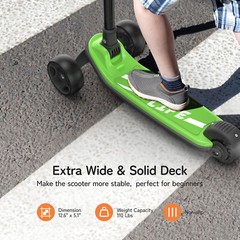 Besrey Kick Scooter 3 Wheel Scooter for 2-10 Years Girls and Boys,Green
