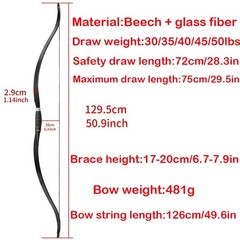 Traditional Recurve Bow Archery 20-50lbs Wooden Horsebow Shooting Hunting RH LH